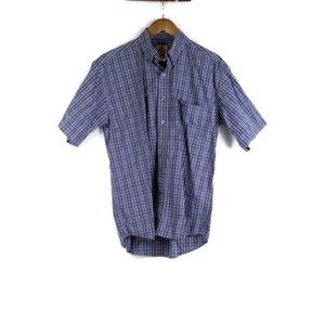 Gunnison Creek Blue Plaid Men's Dress Shirt Short Sleeve Button Down M 018